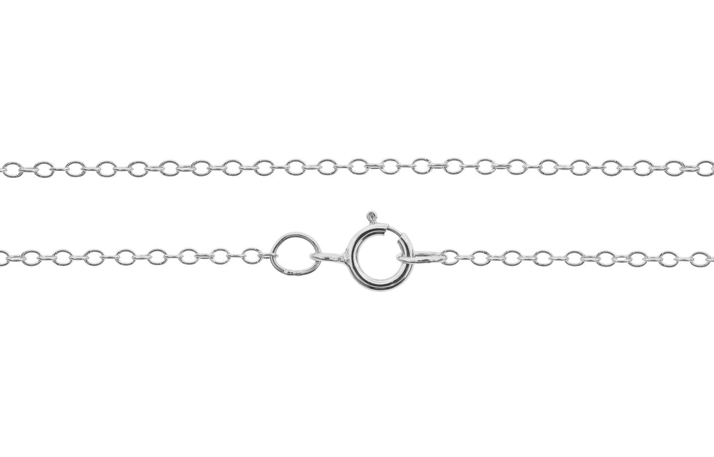 Sterling Silver 1.4x1mm 18" Flat Cable Chain With Spring Ring Clasp - 1pc