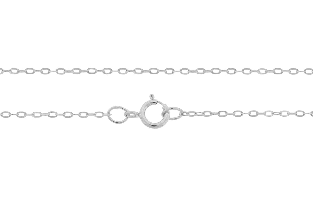 Sterling Silver 1.5x1mm 30" Drawn Flat Cable Chain With Spring Ring Clasp - 1pc