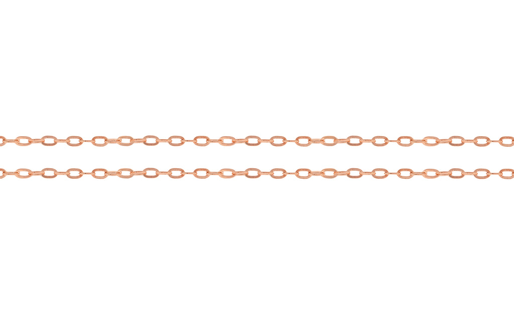 14Kt Rose Gold Filled 1.5x1mm Drawn Flat Cable Chain - 5ft