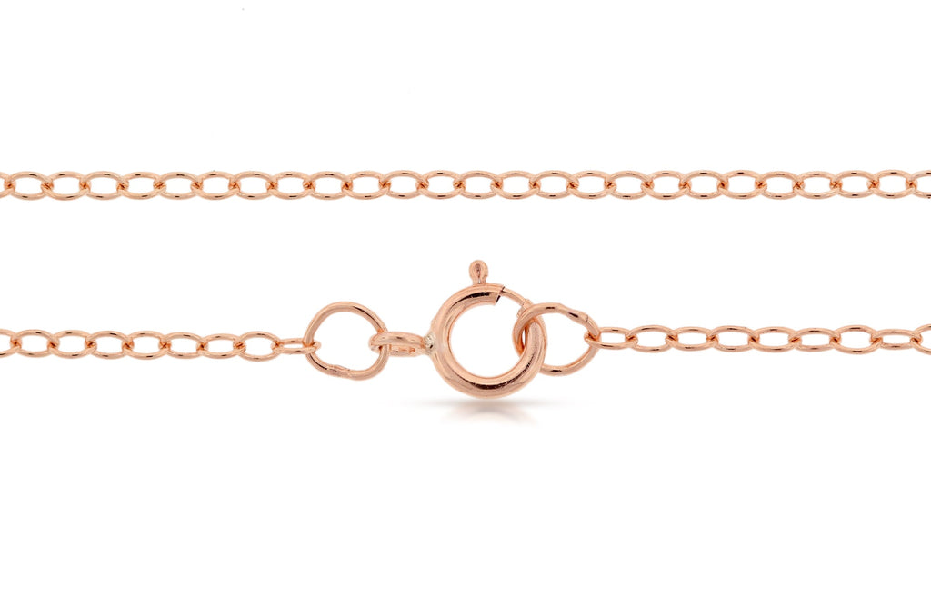 14Kt Rose Gold Filled 2x1.6mm 18" Cable Chain With Spring Ring Clasp - 1pc