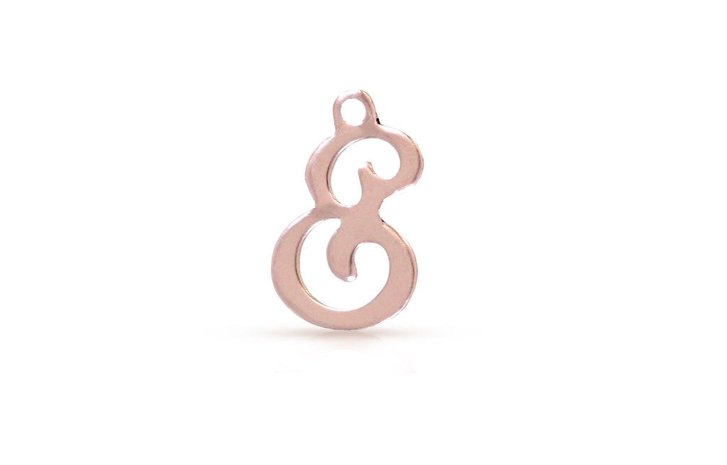 Charm-Anhänger „E“ aus 14 Karat Roségold mit Alphabet-Schriftzug, 10 x 8 mm, 2 Stück/Packung