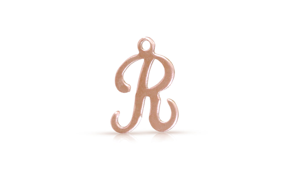 14Kt Rose Gold Filled Script Alphabet R Charm 11x8.7mm - 2pcs/pack