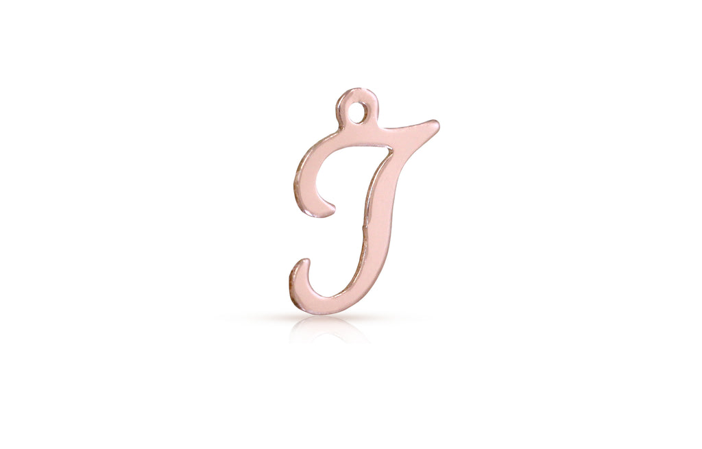 14Kt Rose Gold Filled Script Alphabet T Charm 12.2x8mm - 2pcs/pack – Plazko