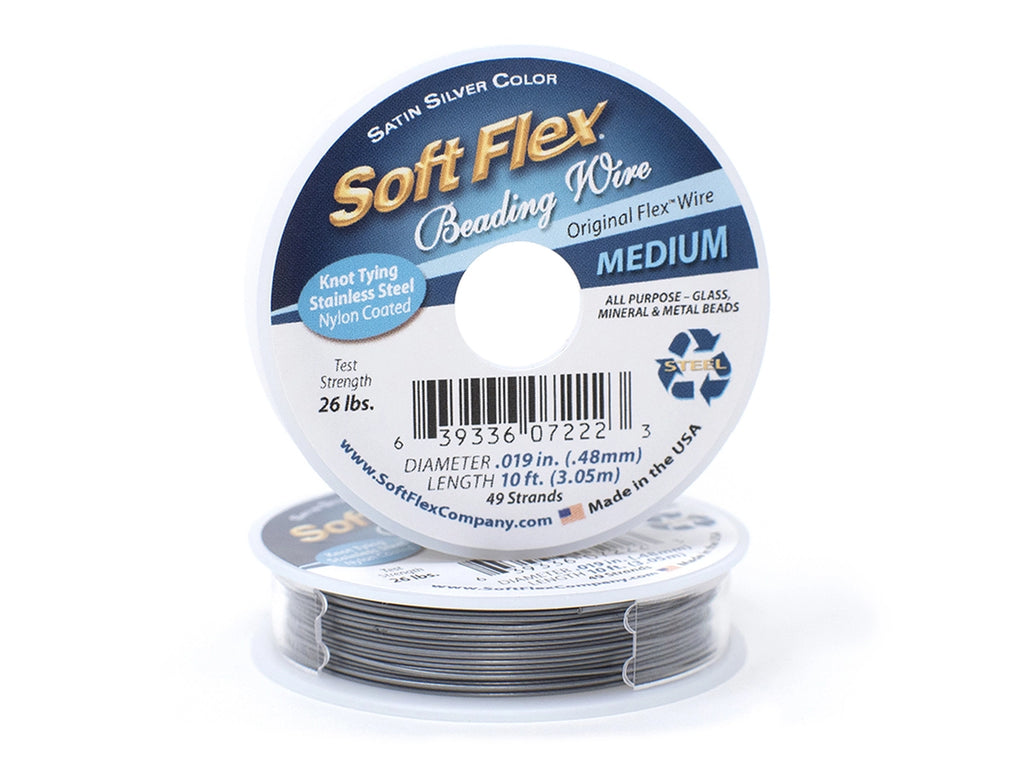 Soft Flex 49 Strand .019 Inch Beading Wire Original Satin Silver (10 ft) - 1spool
