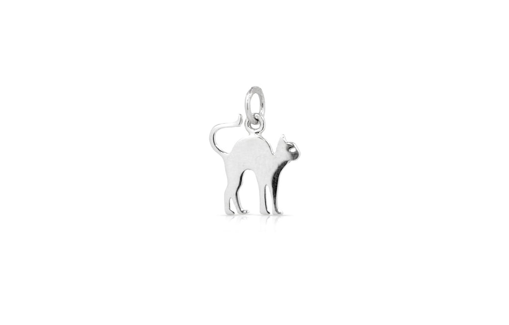 Sterling Silver Cutout Halloween Cat Charm 16.5x12mm - 1pc