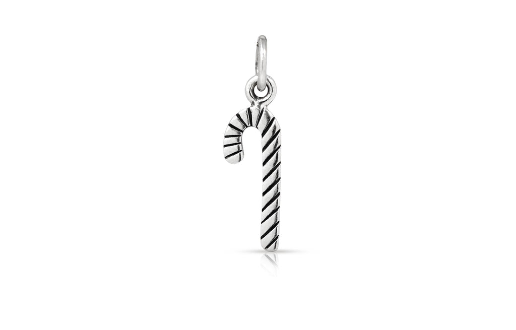 Sterling Silver Flat Plate Candy Cane Charm 19x5mm - 1pc