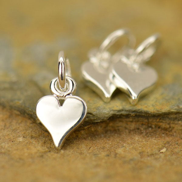 Sterling Silver Heart Charm - Tiny 11x5mm - 1pc