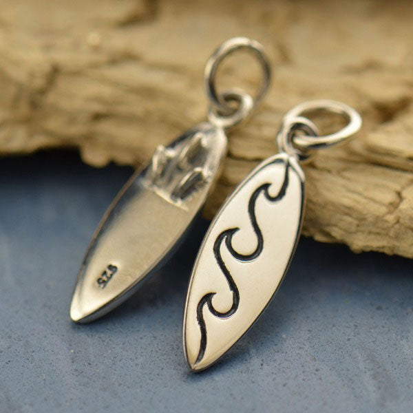 Sterling Silver Surfboard 21.5x5.25mm Charm - 1pc