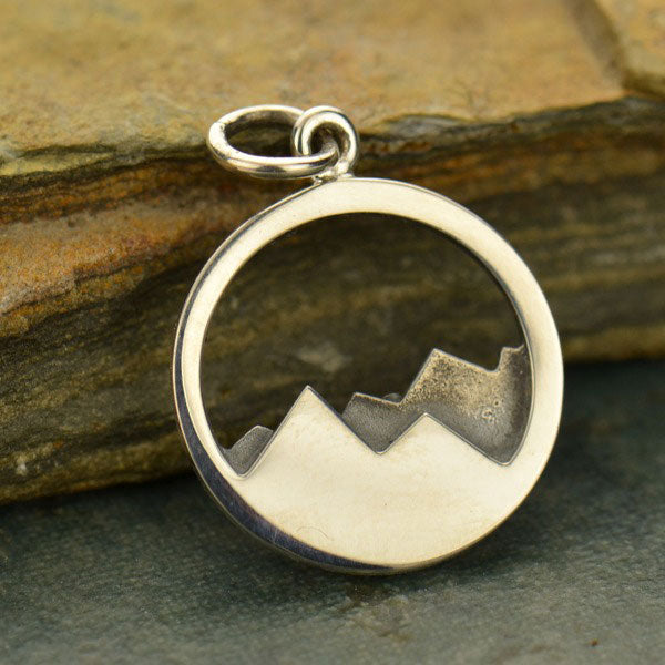 Sterling Silver Mountain Charm - Openwork 22x15mm - 1Pc