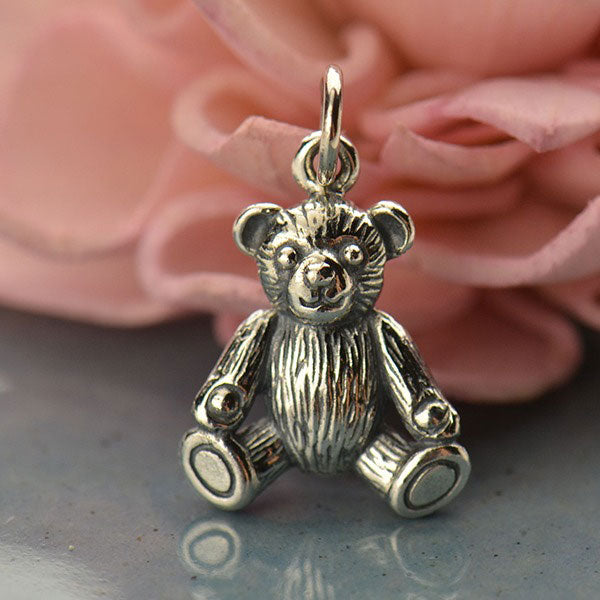 Sterling Silber 3D Teddybär Charm 19x12mm - 1Stk