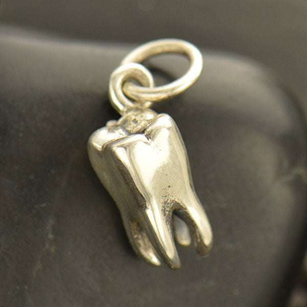Sterling Silver Realistic Tooth Charm 15x7mm - 1pc