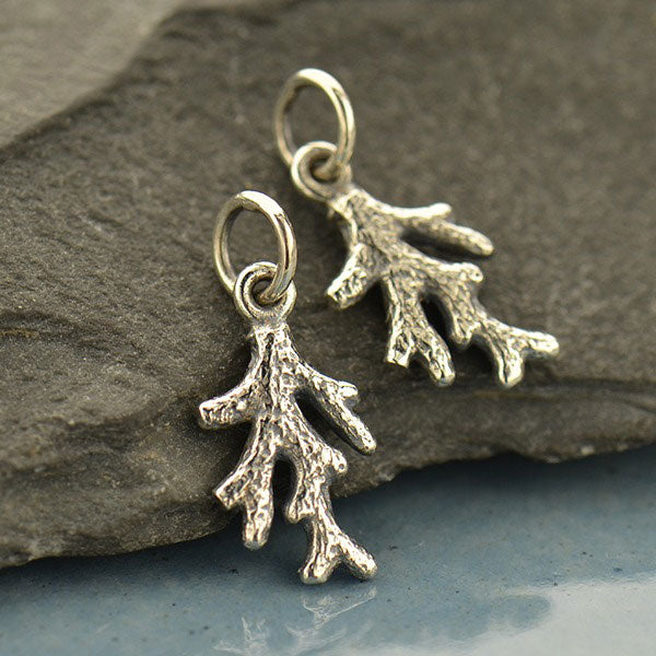 Sterling Silver Tiny Coral Branch 17.5x8x2mm Charm - 1pc