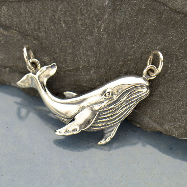 Sterling Silver Humpback Whale Pendant 19x27mm - 1pc
