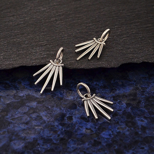 Sterling Silver Five Spike Charm 17x10mm - 1Pc