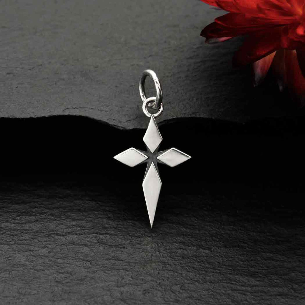 Sterling Silver Layered North Star Charm 20x10mm - 1pc