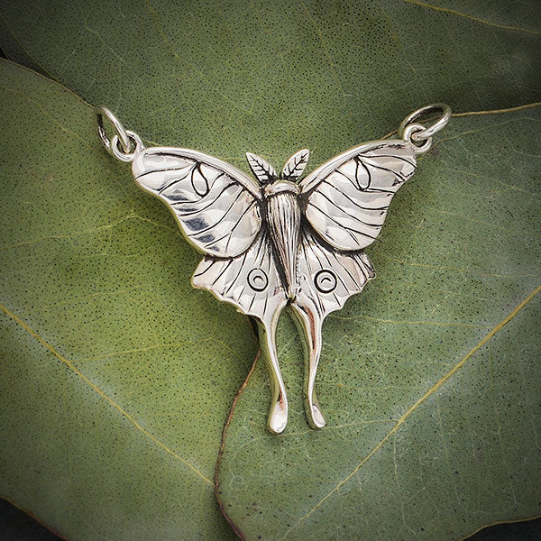 Sterling Silver Luna Moth Pendant Festoon 26x30mm - 1pc