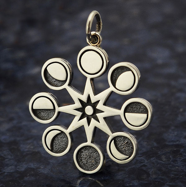 Silver Moon Phases Pendant in Sun 26x20mm - 1Pc