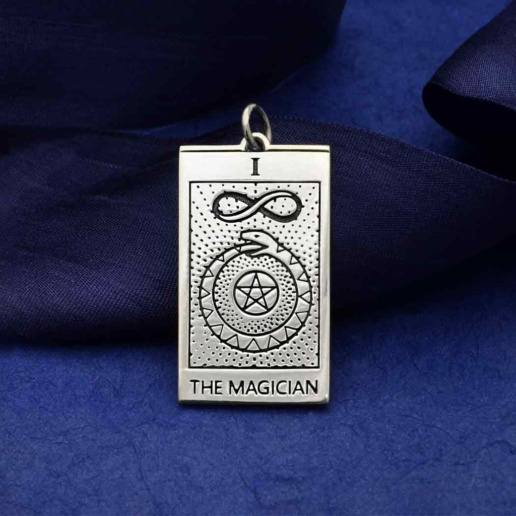 Sterling Silver Magician Tarot Card Charm 30x14mm - 1Pc