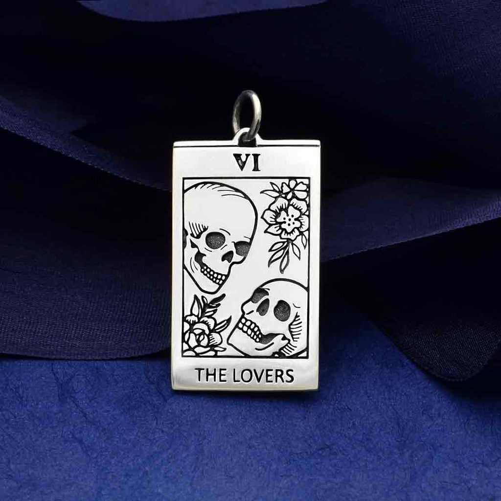 Sterling Silver Lovers Tarot Card Charm 30x14mm - 1Pc