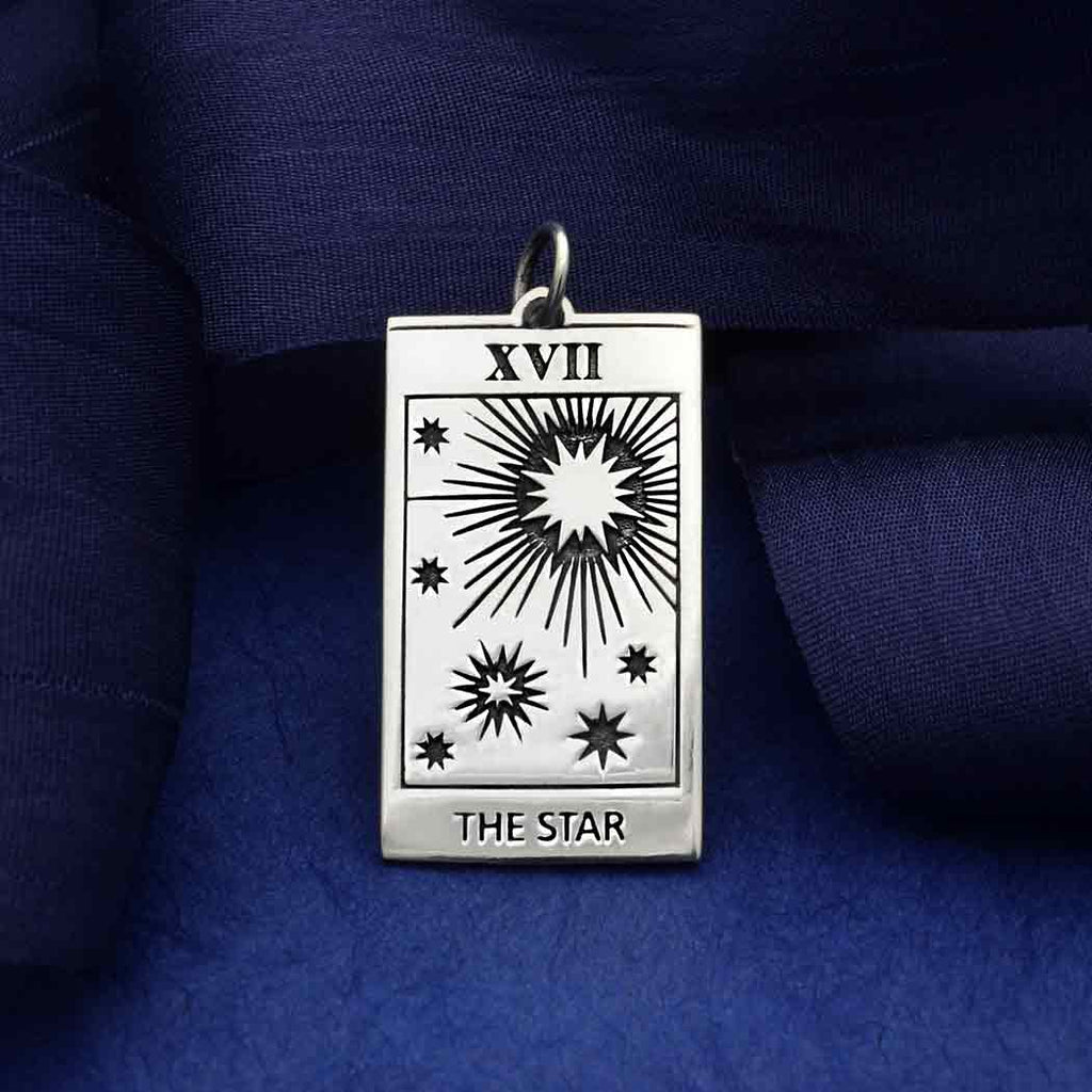 Sterling Silver Star Tarot Card Charm 30x14mm - 1Pc