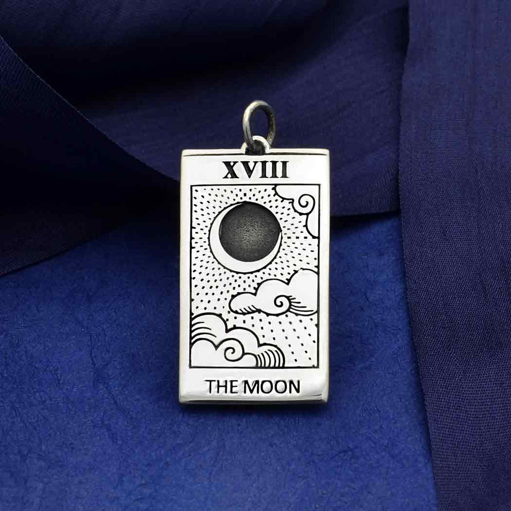 Sterling Silver Moon Tarot Card Charm 30x14mm - 1Pc