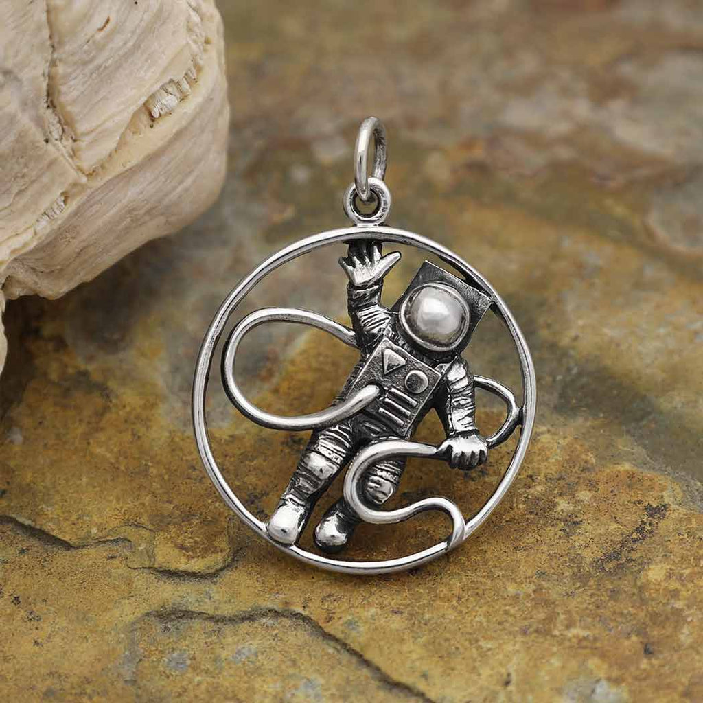 Sterling Silver Astronaut Pendant 27x20mm - 1Pc