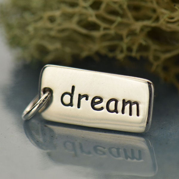 Sterling Silver Word Charm - Dream 18x7mm - 1pc