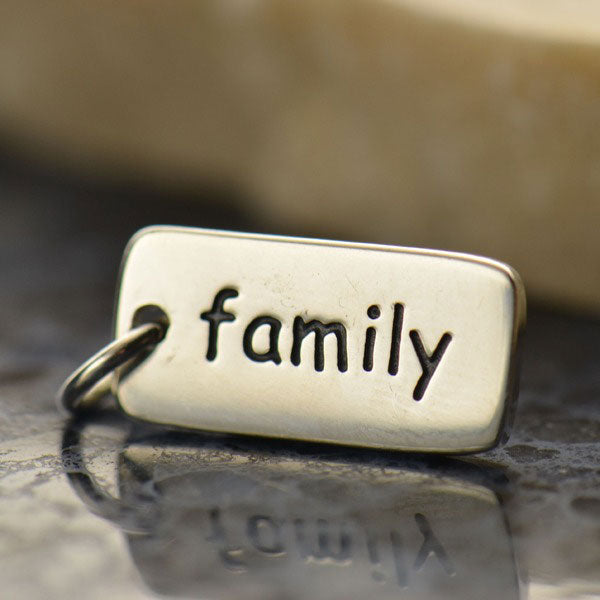 Sterling Silver Word Charm - Family 18x7mm - 1pc