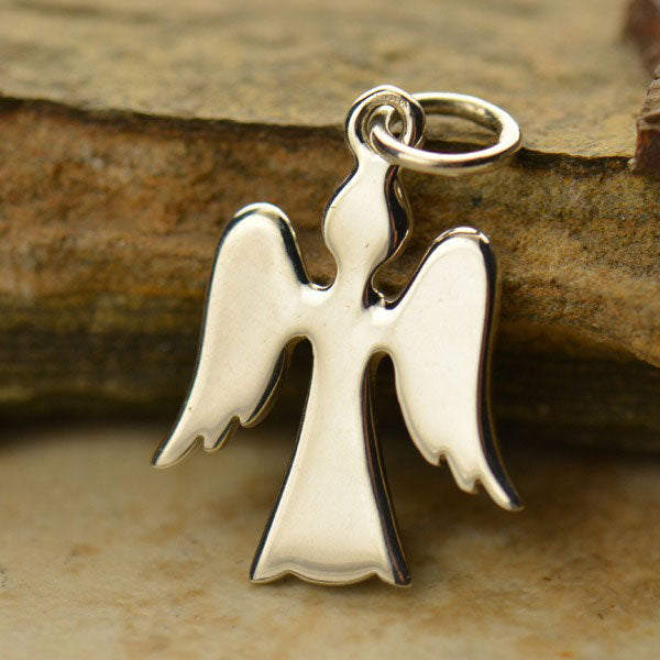 Sterling Silver Angel Charm - Christmas Charms 19x12mm - 1pc
