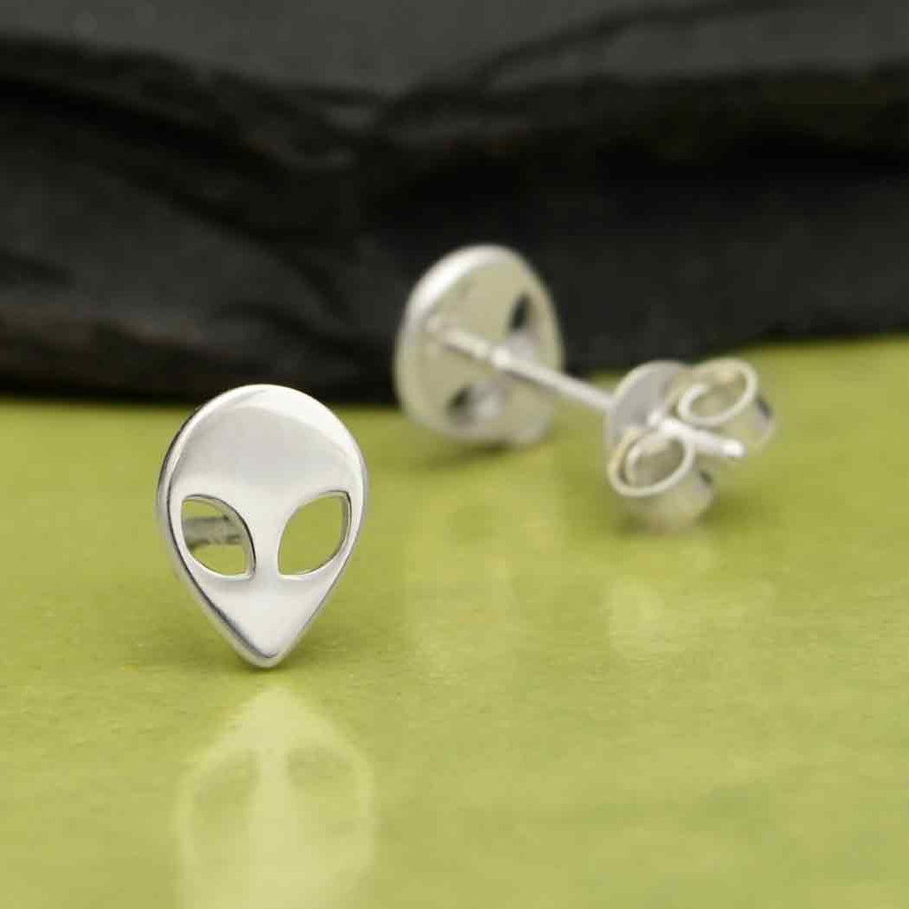 Sterling Silver Alien Post Earrings 8x6mm - 1pr