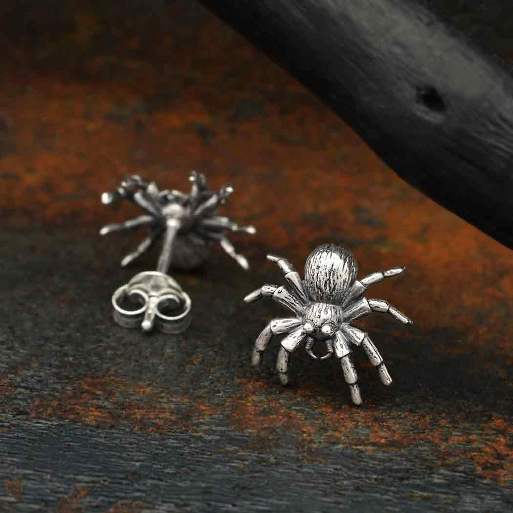 Sterling Silver Spider Post Earrings 11x12mm - 1pr