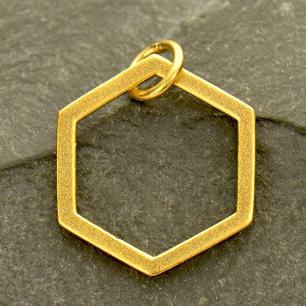 24Kt Gold Plated Sterling Silver Large Single Honeycomb 18.5x14mm - 1pc