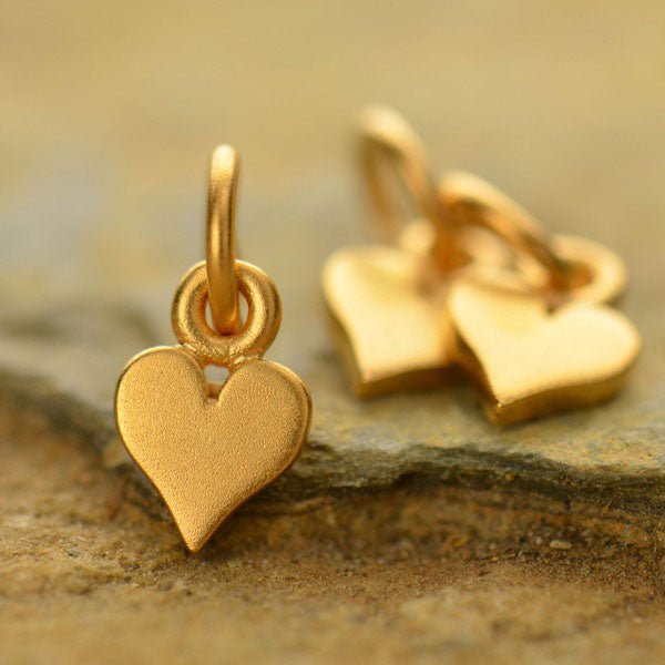 Gold Charm - Tiny Heart with 24K Gold Plate 11x5mm - 1pc