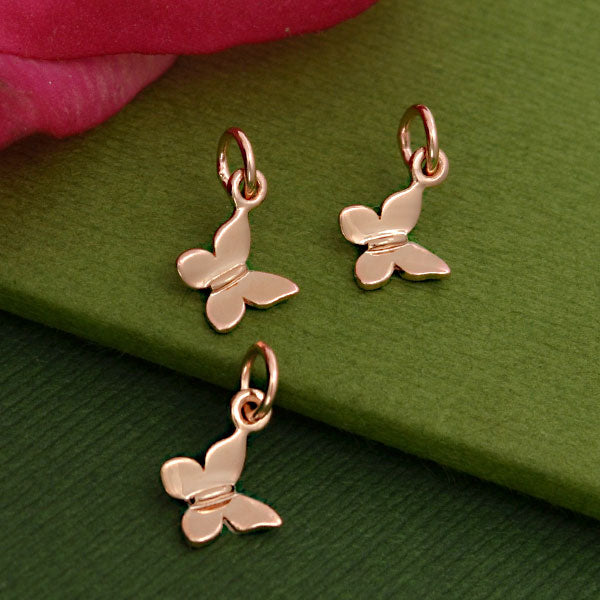 18K Rose Gold Plated Tiny Butterfly Charm 12x10mm - 1pc