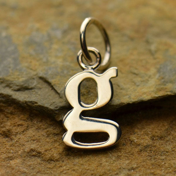 Sterling Silver Lowercase g Typewriter Letter Charm 16x8mm - 1pc