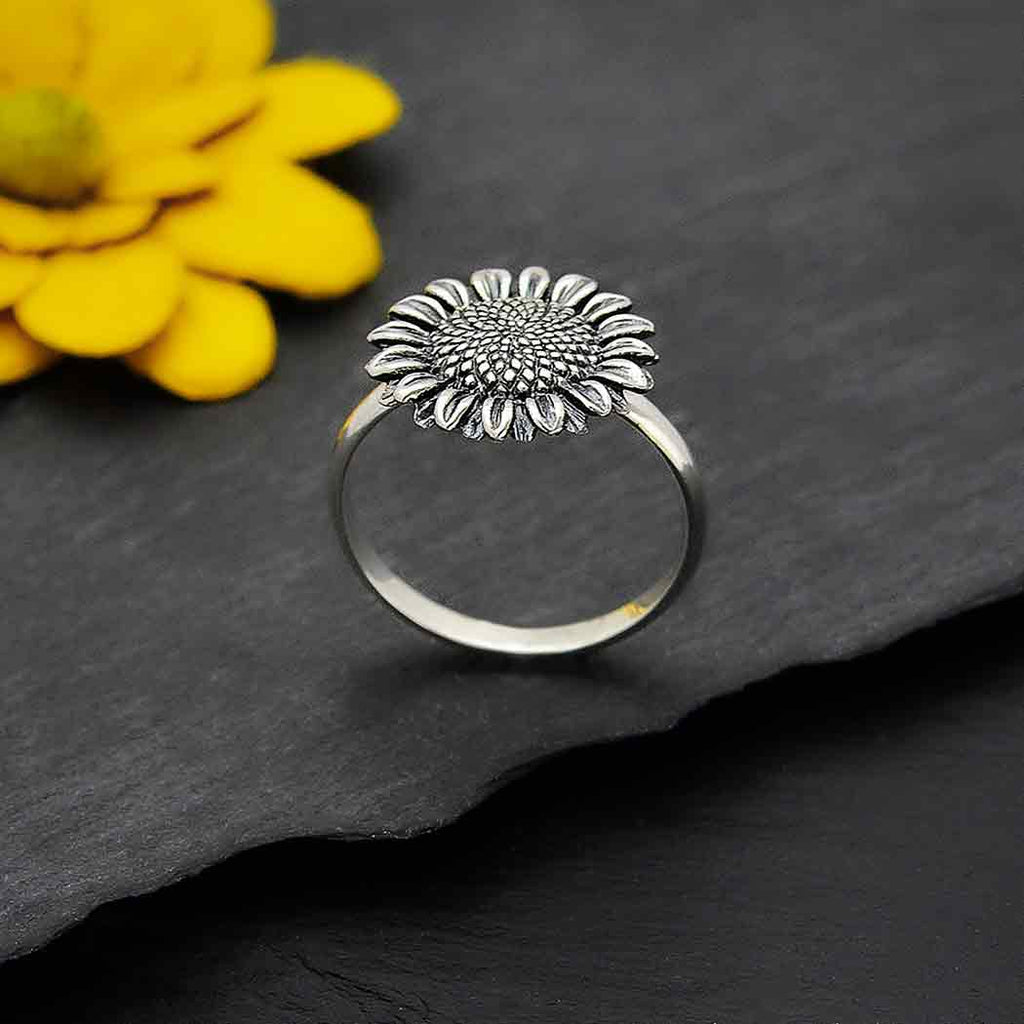 Sterling Silver Sunflower Ring Size 7 - 1pc