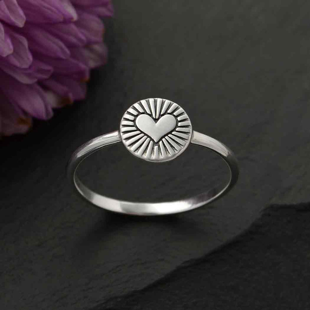 Sterling Silver Flat Radiant Heart Ring Size 6 - 1pc