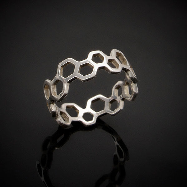 Sterling Silver Honeycomb Band Ring Size 6 - 1pc