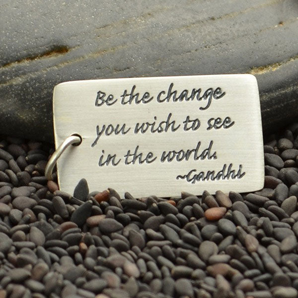 Sterling Silver Message Pendant - Gandhi Quote 28x14mm - 1pc