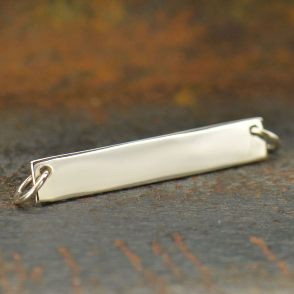 Jewelry Supplies - Stamping Blank Bar Silver Pendant 7x30mm - 1Pc