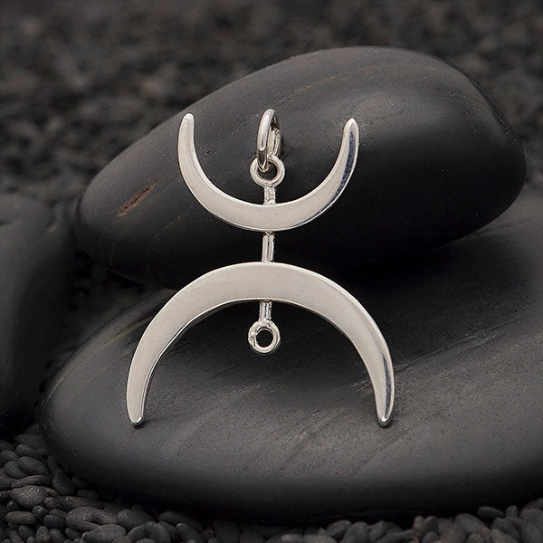 Sterling Silver Double Crescent Moon Link 24x12mm - 1Pc – Plazko