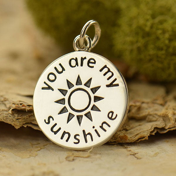 Silver Word Charm - You are my Sunshine Charm 22x15mm - 1pc