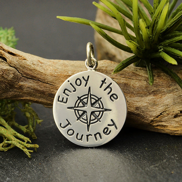 Sterling Silver Message Pendant -Enjoy the Journey 22x16mm - 1pc