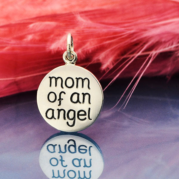 Silver Miscarriage Memorial Charm -Mom of an Angel 19x12mm - 1pc
