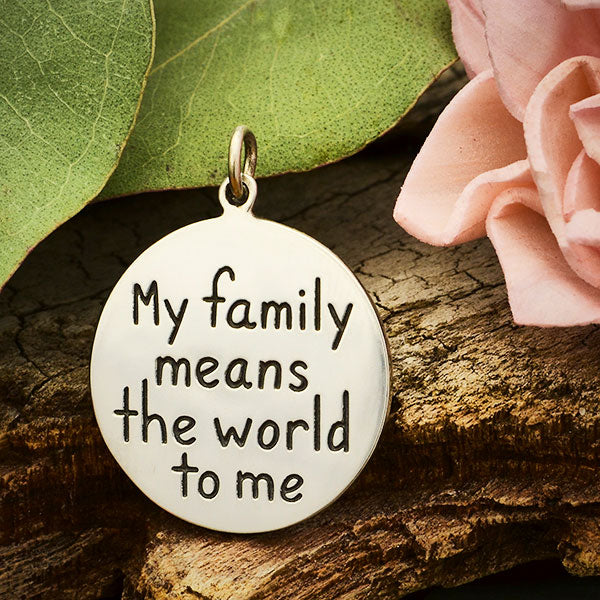 Silver Message Pendant -Family Means the World - 1Pc