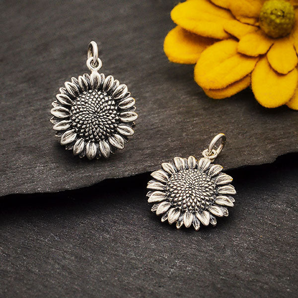 Charm Girasol en Plata de Ley 22x15mm - 1ud