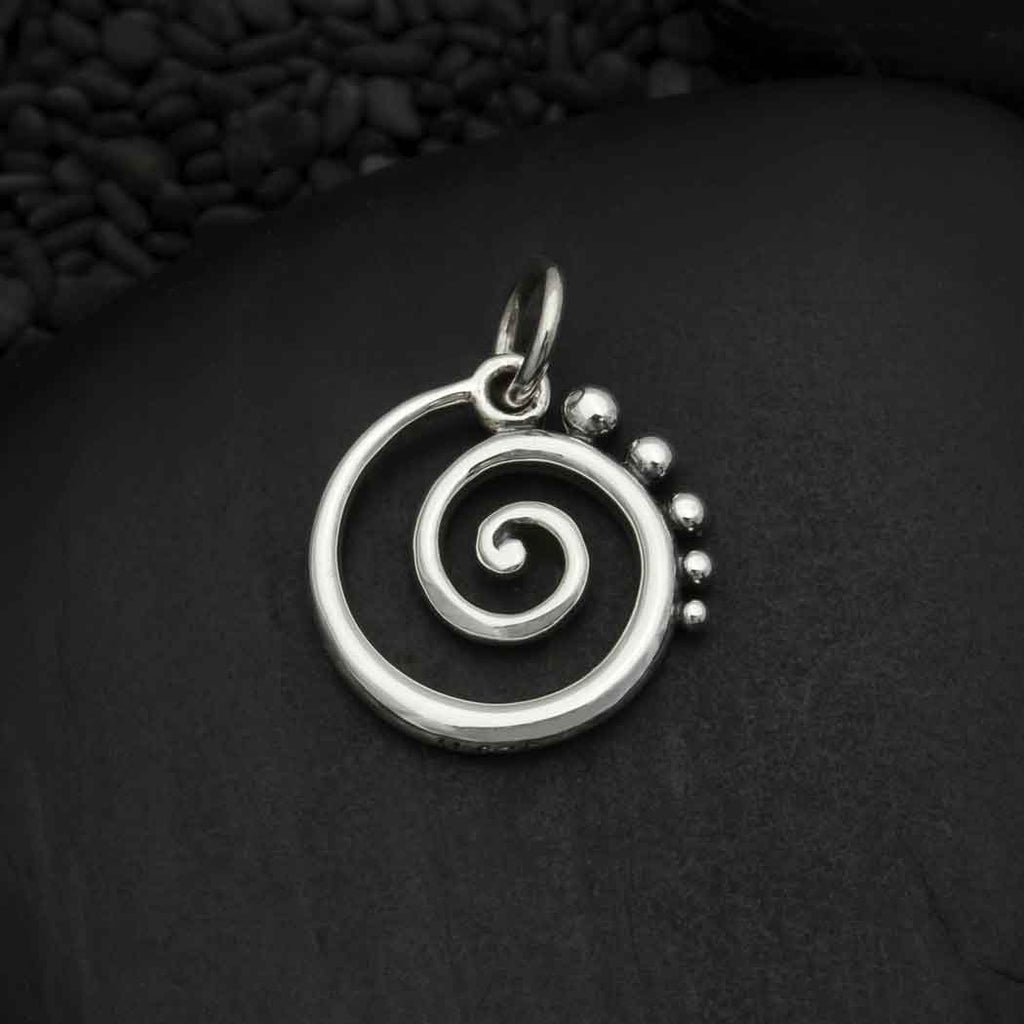 Sterling Silver Swirl Charm Link with Granulation 17x13mm - 1pc