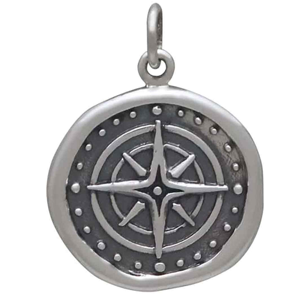 Sterling Silver Wax Seal Compass Charm 22x16mm 1Pc – Plazko