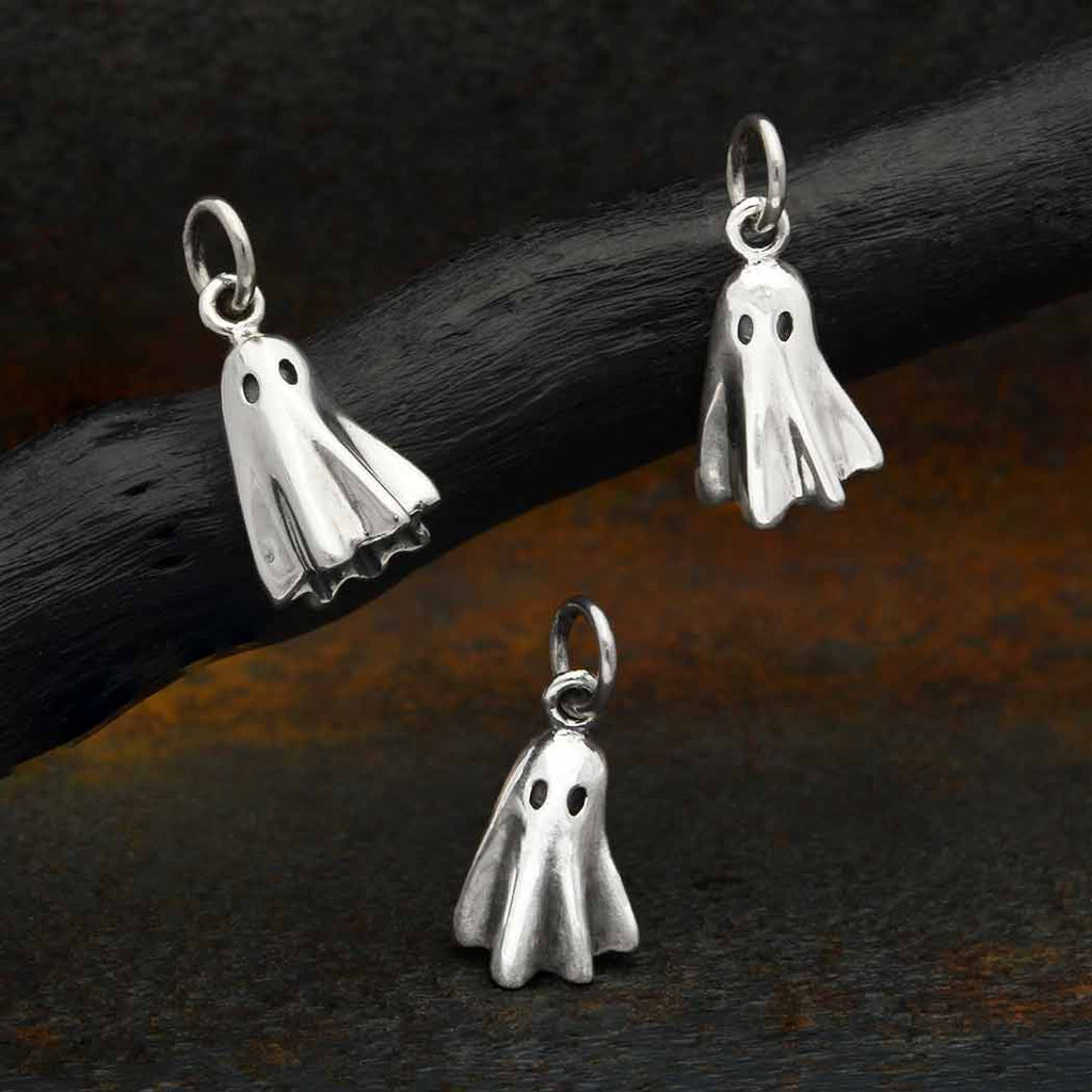 Sterling Silver 3D Ghost Charm 17x8mm - 1pc