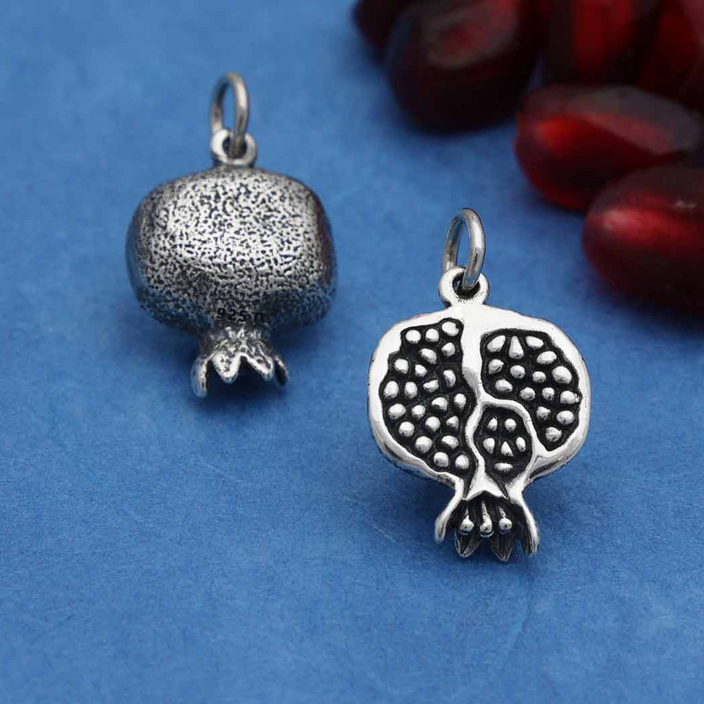 Sterling Silver Pomegranate Charm 19x12mm - 1Pc